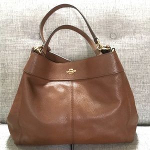 Coach Lexy Genuine Pebbled Leather Three Compartment Shoulder Bag
